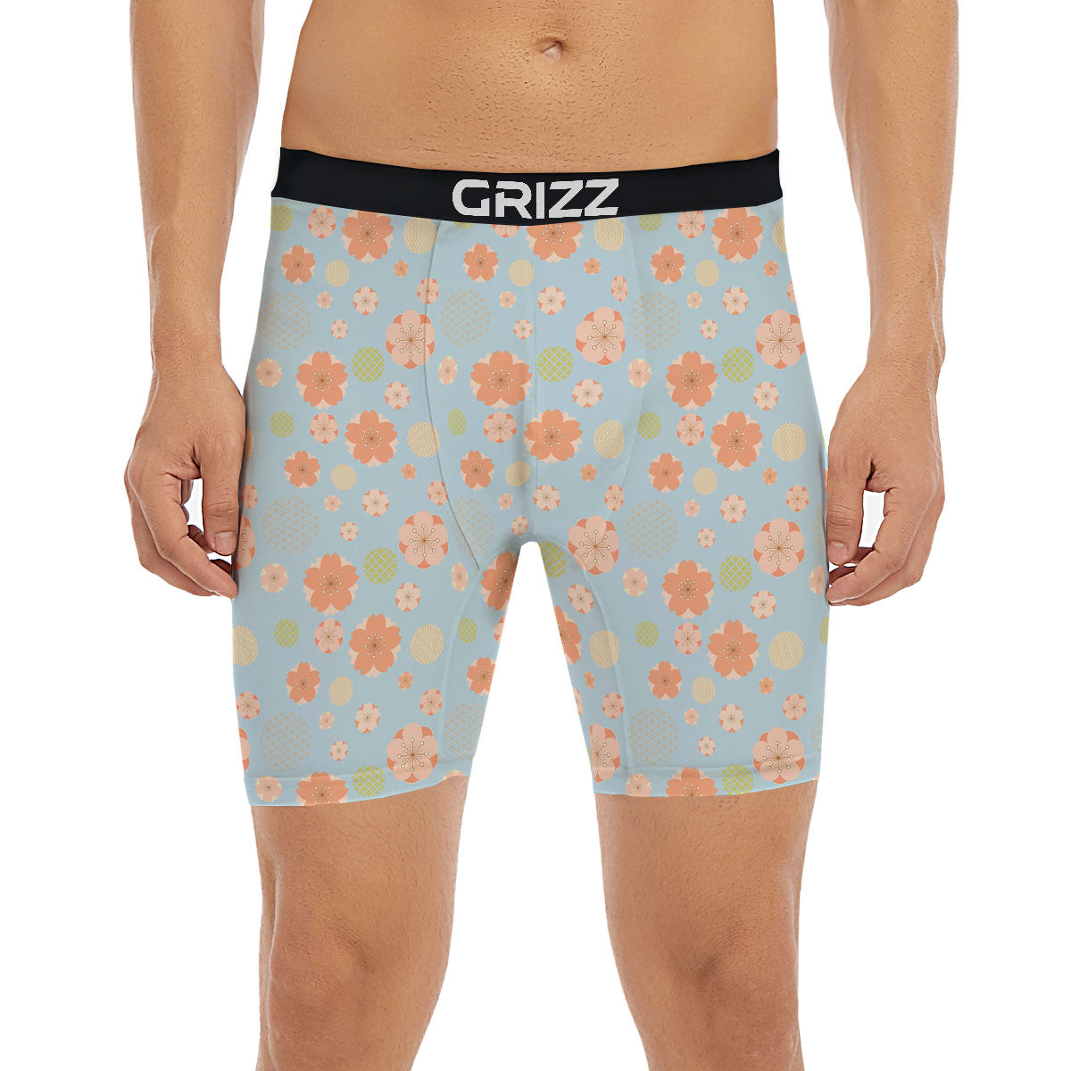 Kimono Cherry Blossom Print Pattern Boxer Briefs-grizzshop