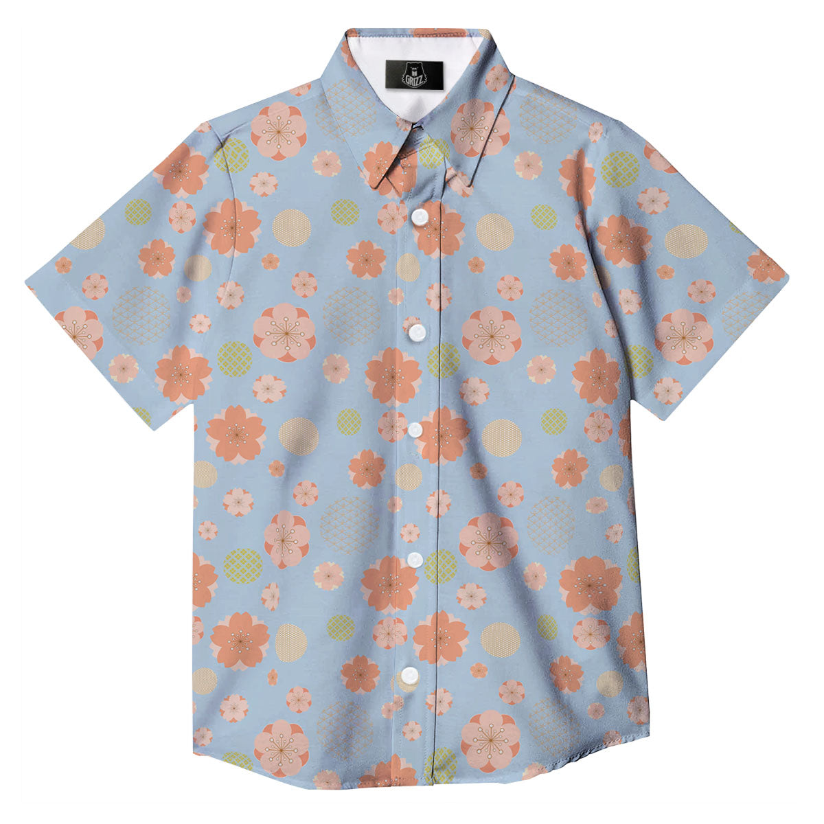 Kimono Cherry Blossom Print Pattern Button Up Shirt-grizzshop