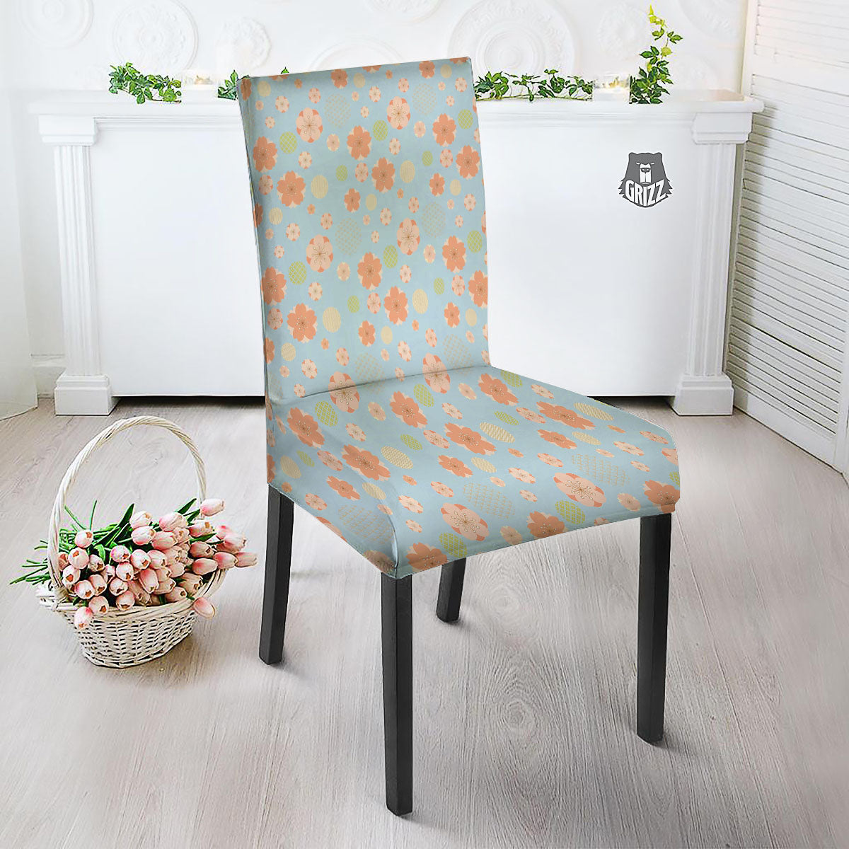 Kimono Cherry Blossom Print Pattern Dining Chair Slipcover-grizzshop