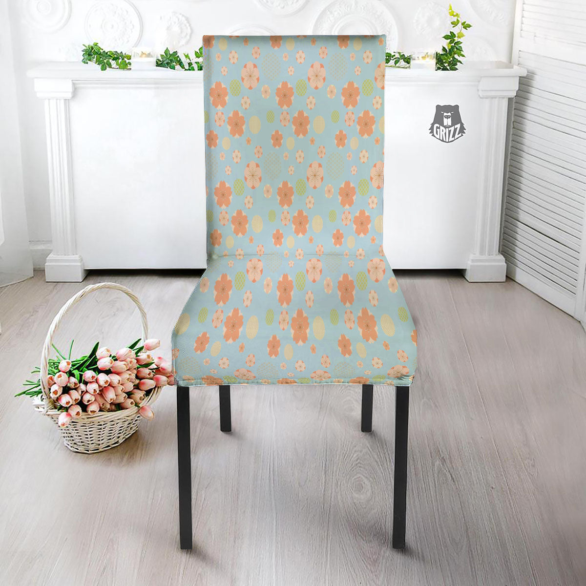 Kimono Cherry Blossom Print Pattern Dining Chair Slipcover-grizzshop