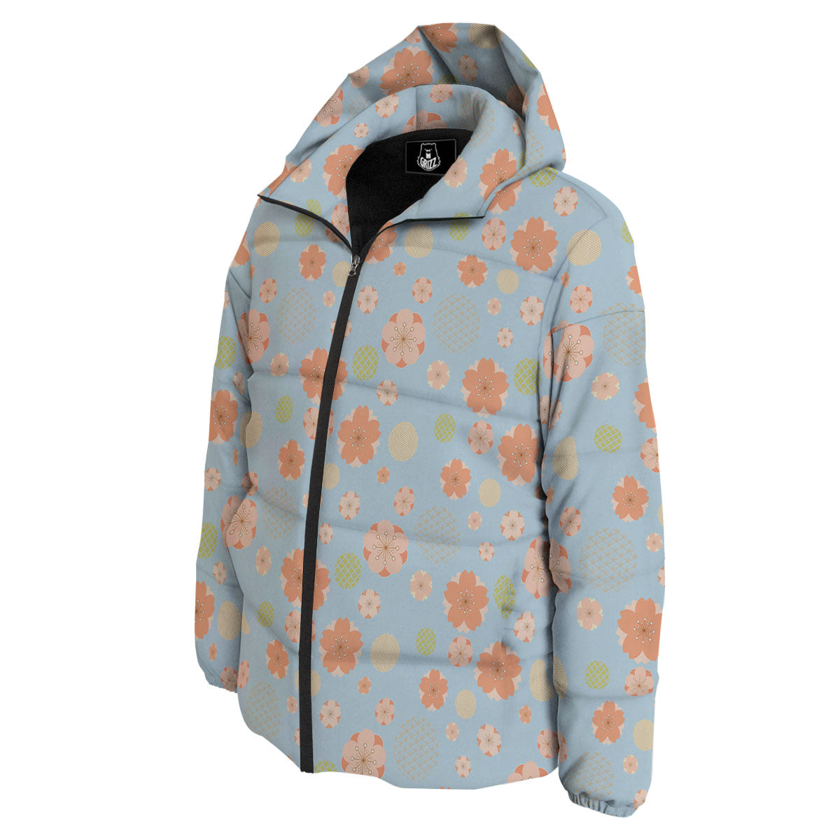 Kimono Cherry Blossom Print Pattern Down Jacket-grizzshop