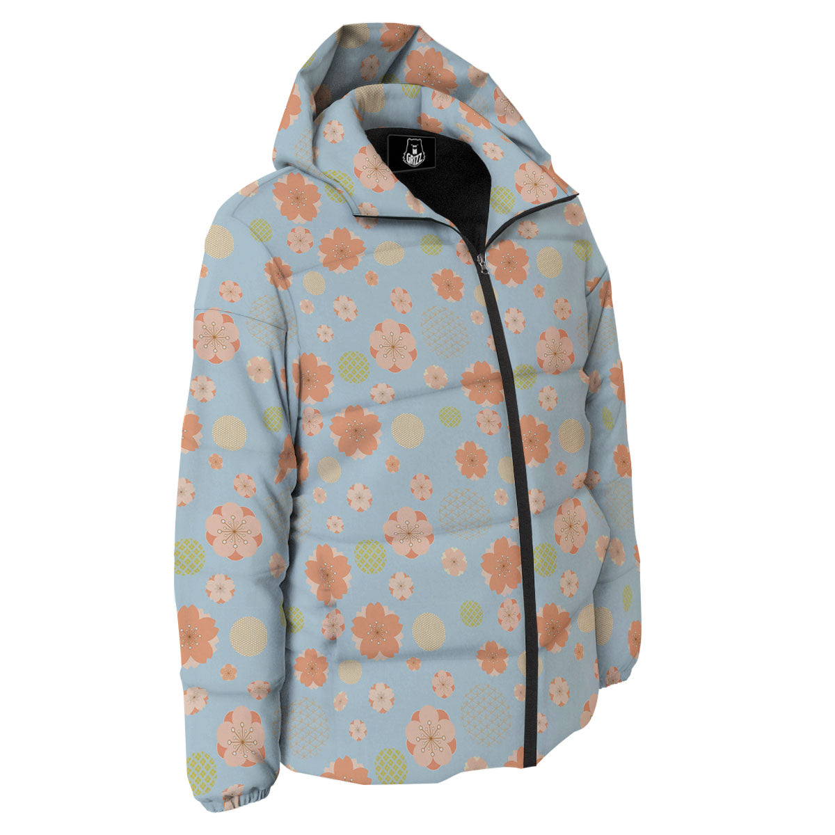 Kimono Cherry Blossom Print Pattern Down Jacket-grizzshop