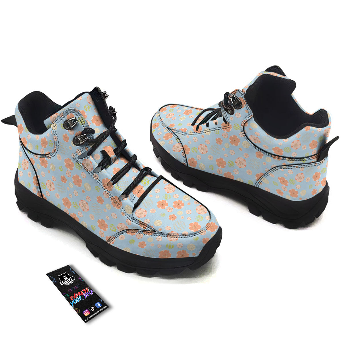 Kimono Cherry Blossom Print Pattern Hiking Shoes-grizzshop