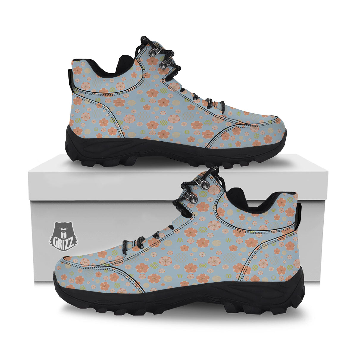 Kimono Cherry Blossom Print Pattern Hiking Shoes-grizzshop