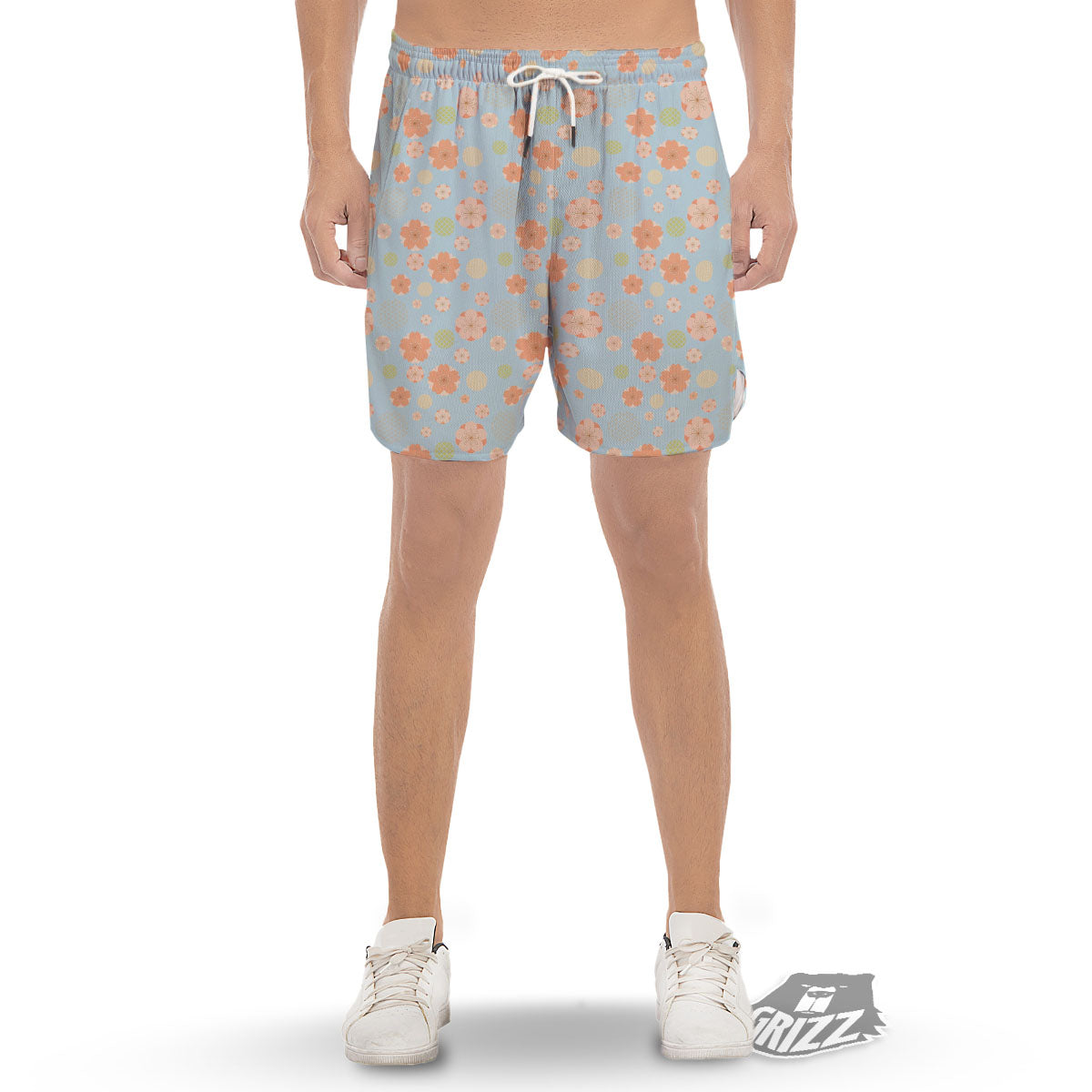 Kimono Cherry Blossom Print Pattern Men's Gym Shorts-grizzshop