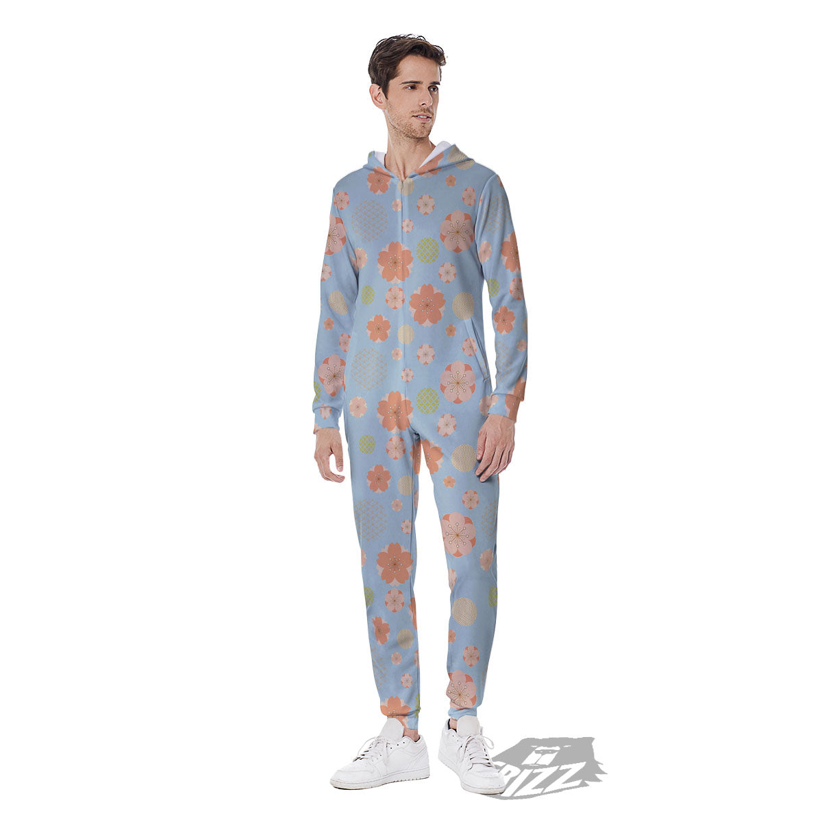 Kimono Cherry Blossom Print Pattern Men's Jumpsuit-grizzshop