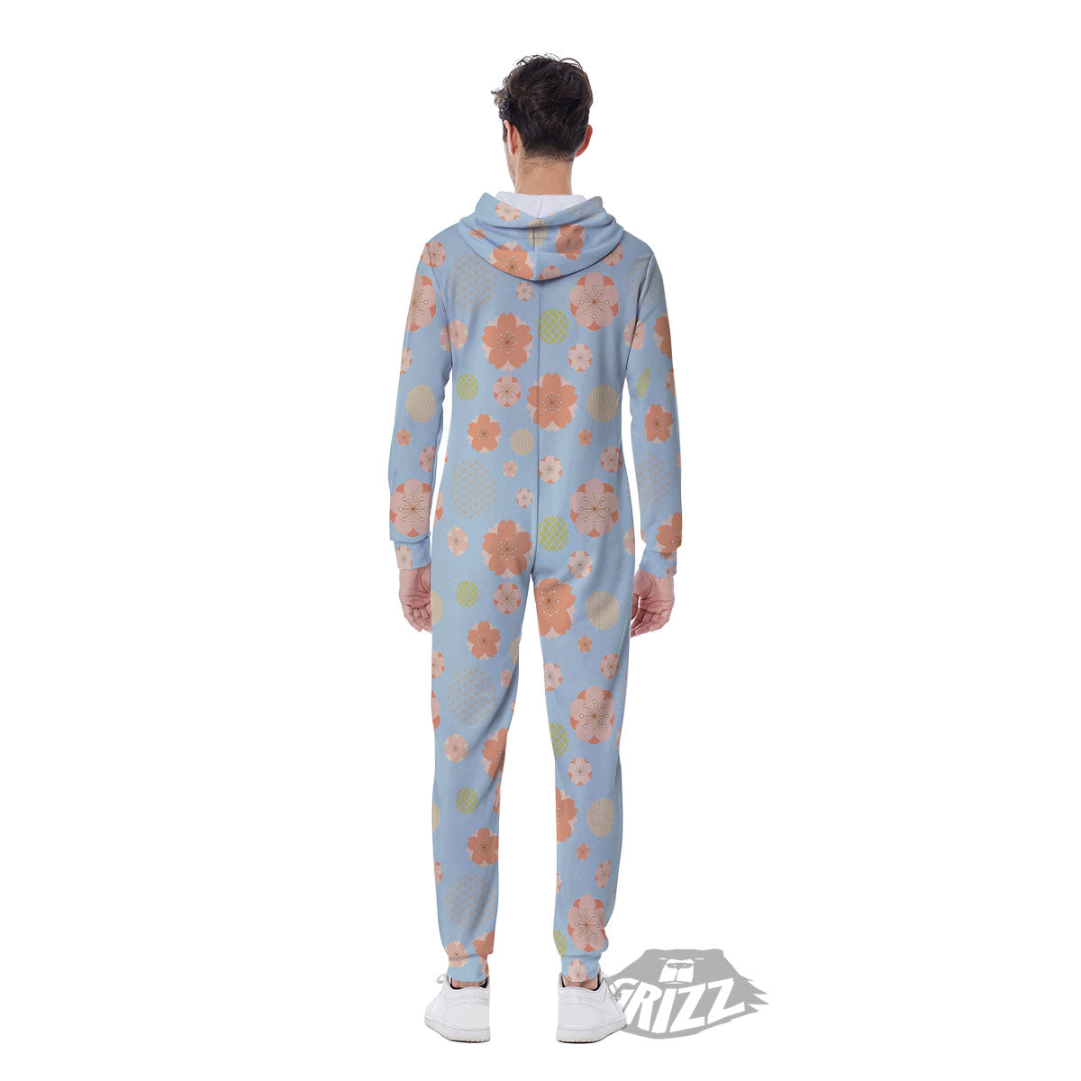 Kimono Cherry Blossom Print Pattern Men's Jumpsuit-grizzshop