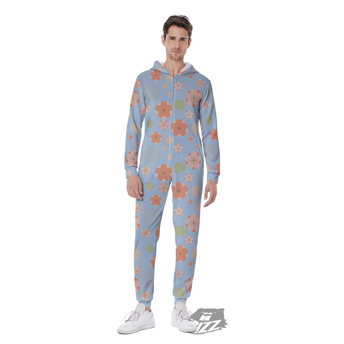 Kimono Cherry Blossom Print Pattern Men's Jumpsuit-grizzshop