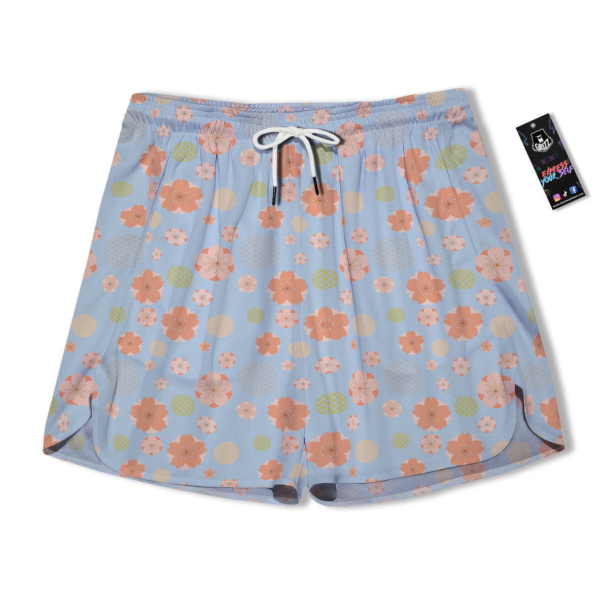 Kimono Cherry Blossom Print Pattern Men's Running Shorts-grizzshop