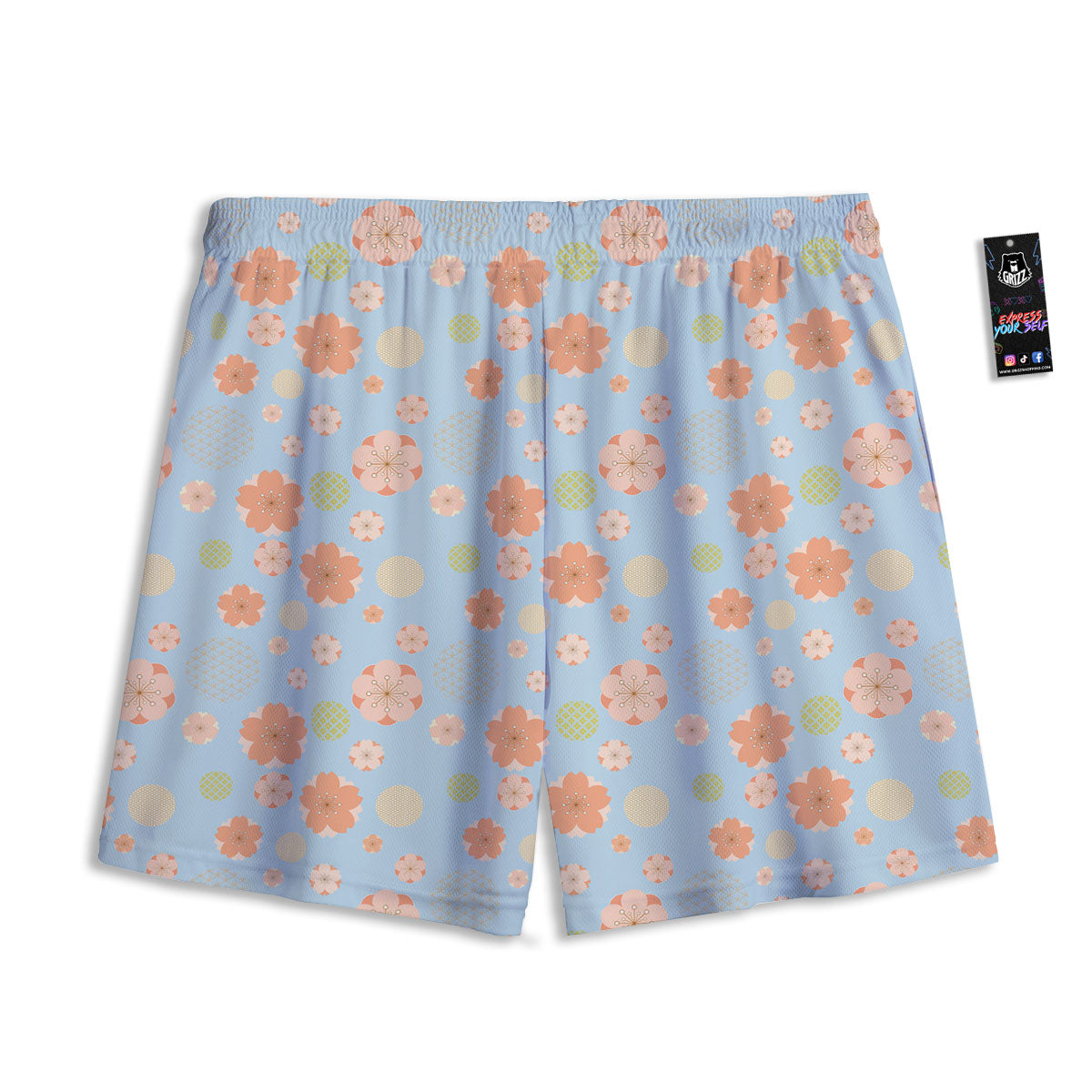 Houndstooth Green Print Pattern Mesh Shorts
