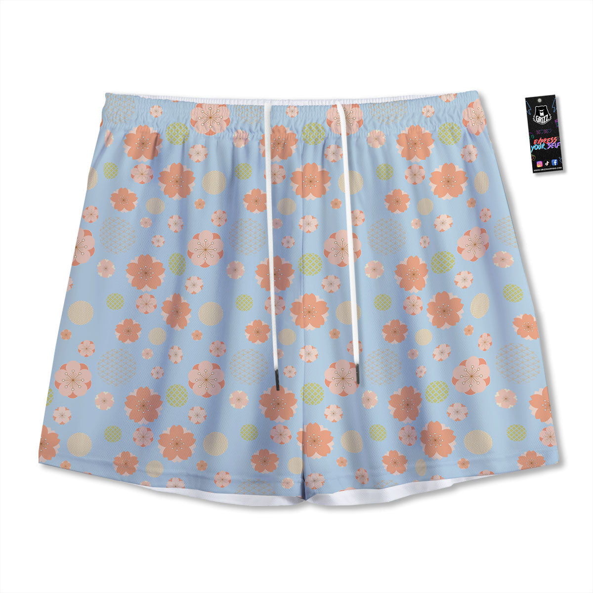Houndstooth Green Print Pattern Mesh Shorts