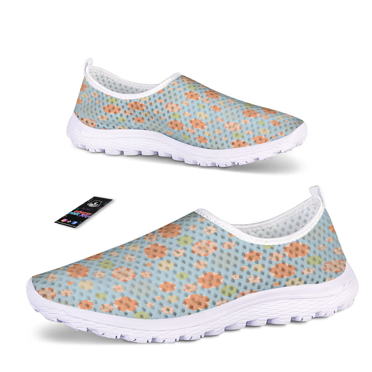 Kimono Cherry Blossom Print Pattern Nurse Shoes-grizzshop