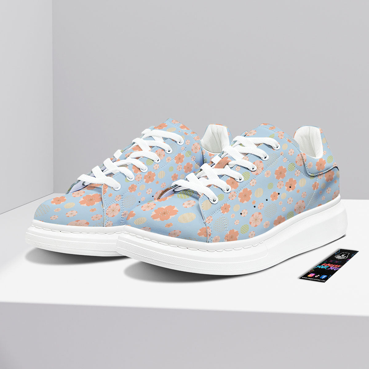 Kimono Cherry Blossom Print Pattern Platform Shoes-grizzshop