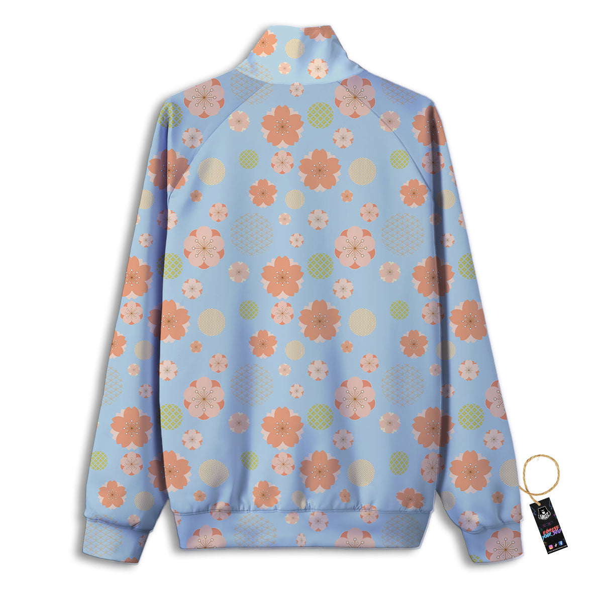 Kimono Cherry Blossom Print Pattern Track Jacket-grizzshop