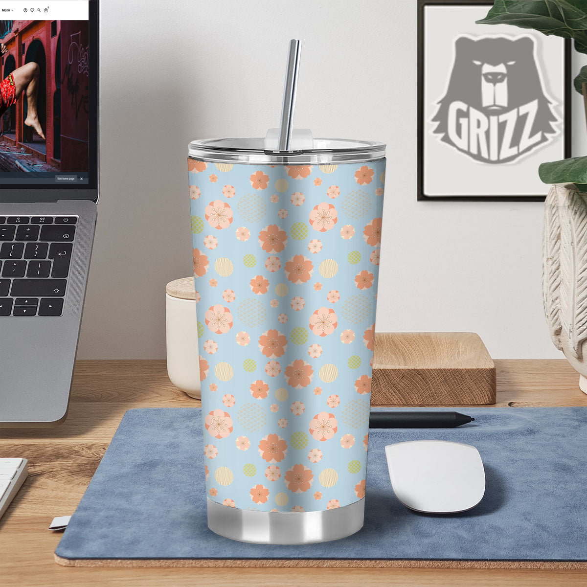 Kimono Cherry Blossom Print Pattern Tumbler-grizzshop