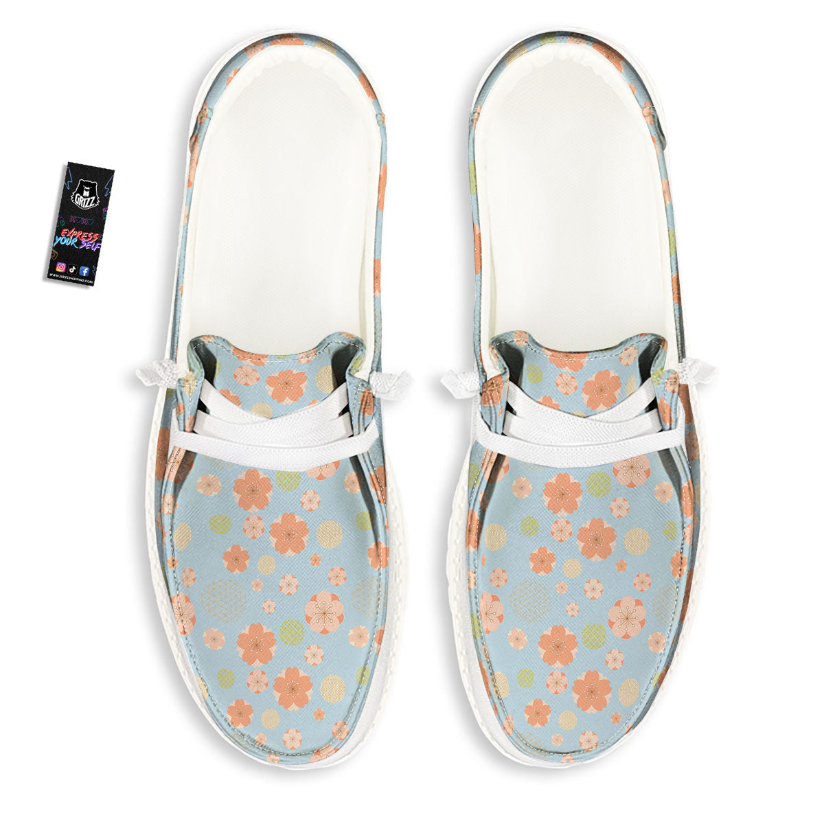 Kimono Cherry Blossom Print Pattern White Loafers-grizzshop
