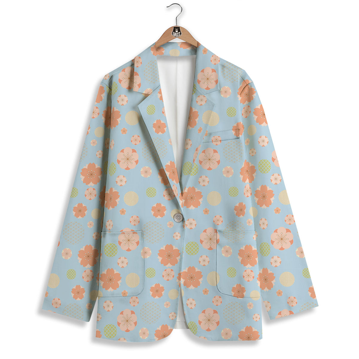 Kimono Cherry Blossom Print Pattern Women's Blazer-grizzshop