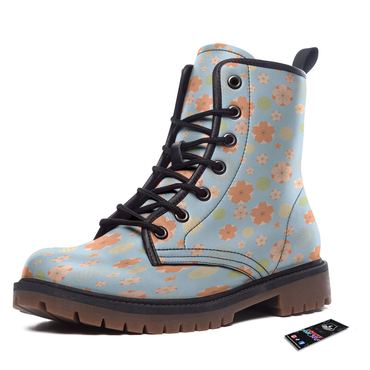 Kimono Cherry Blossom Print Pattern Work Boots-grizzshop