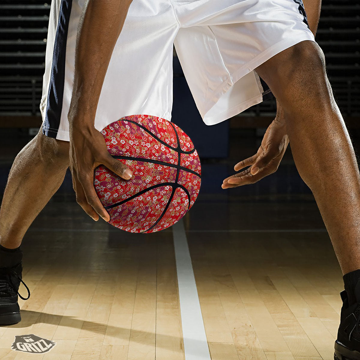 Kimono Flower Print Pattern Basketball-grizzshop