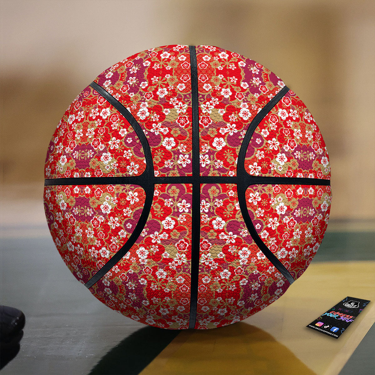 Kimono Flower Print Pattern Basketball-grizzshop