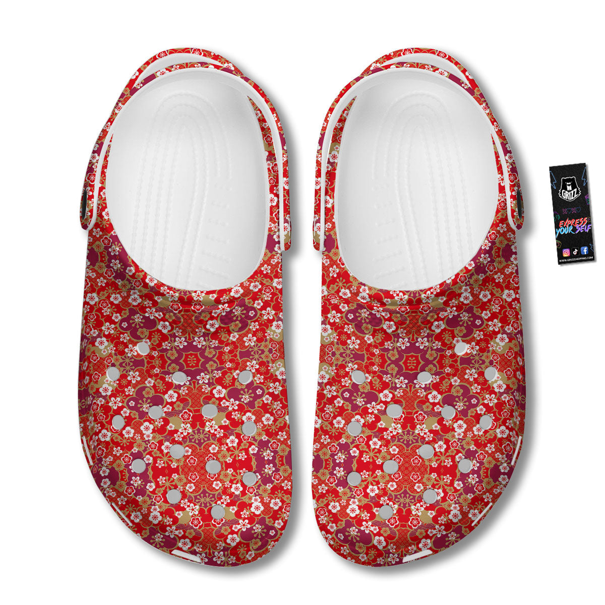 Kimono Flower Print Pattern Clog-grizzshop