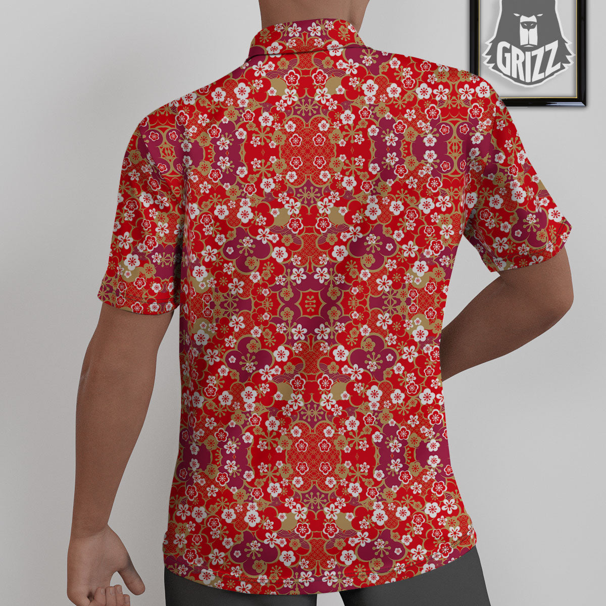 Kimono Flower Print Pattern Untucked Shirts-grizzshop