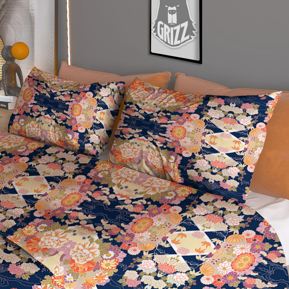 Kimono Japanese Print Pattern Duvet Cover Bedding Set