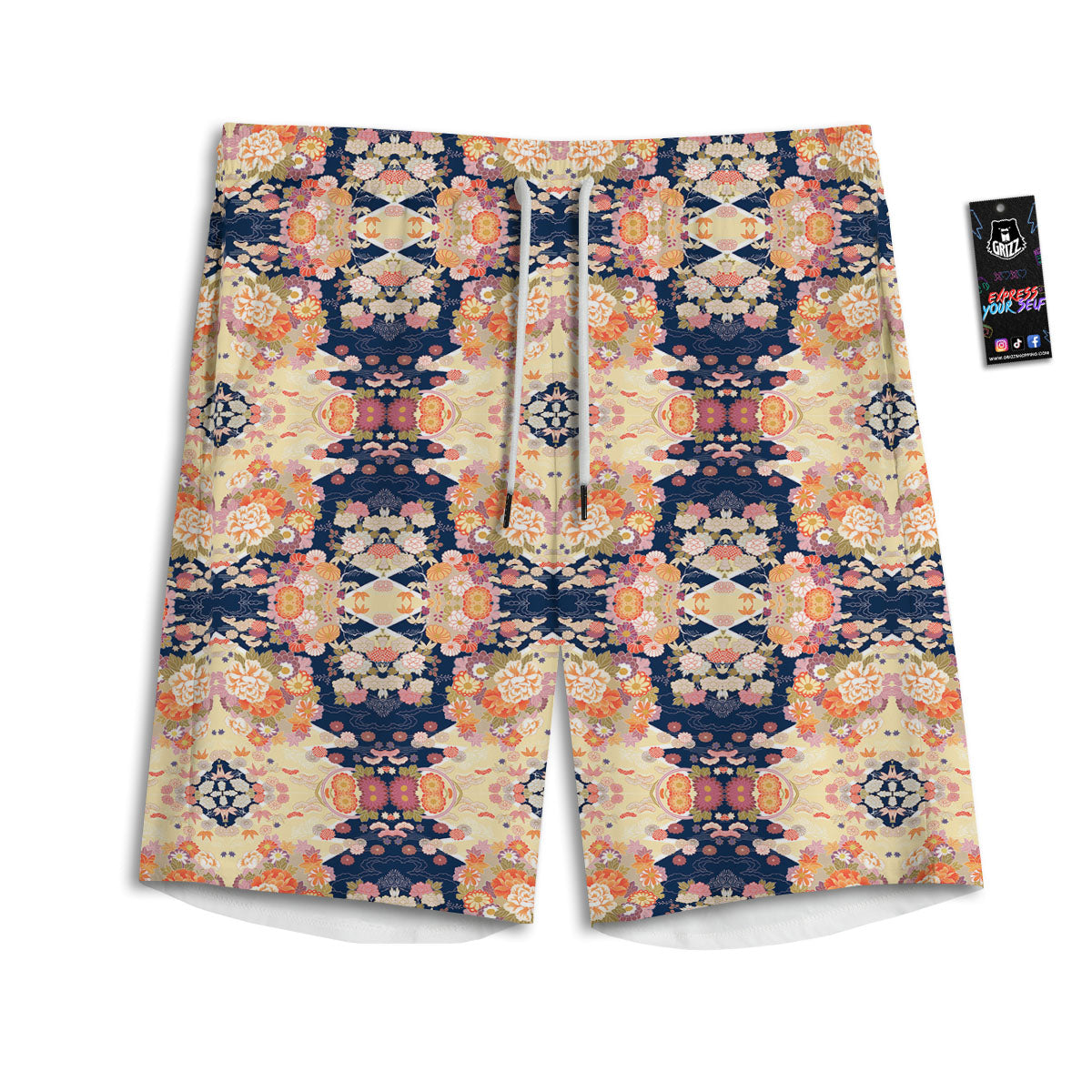 Kimono Japanese Print Pattern Men's Athletic Shorts