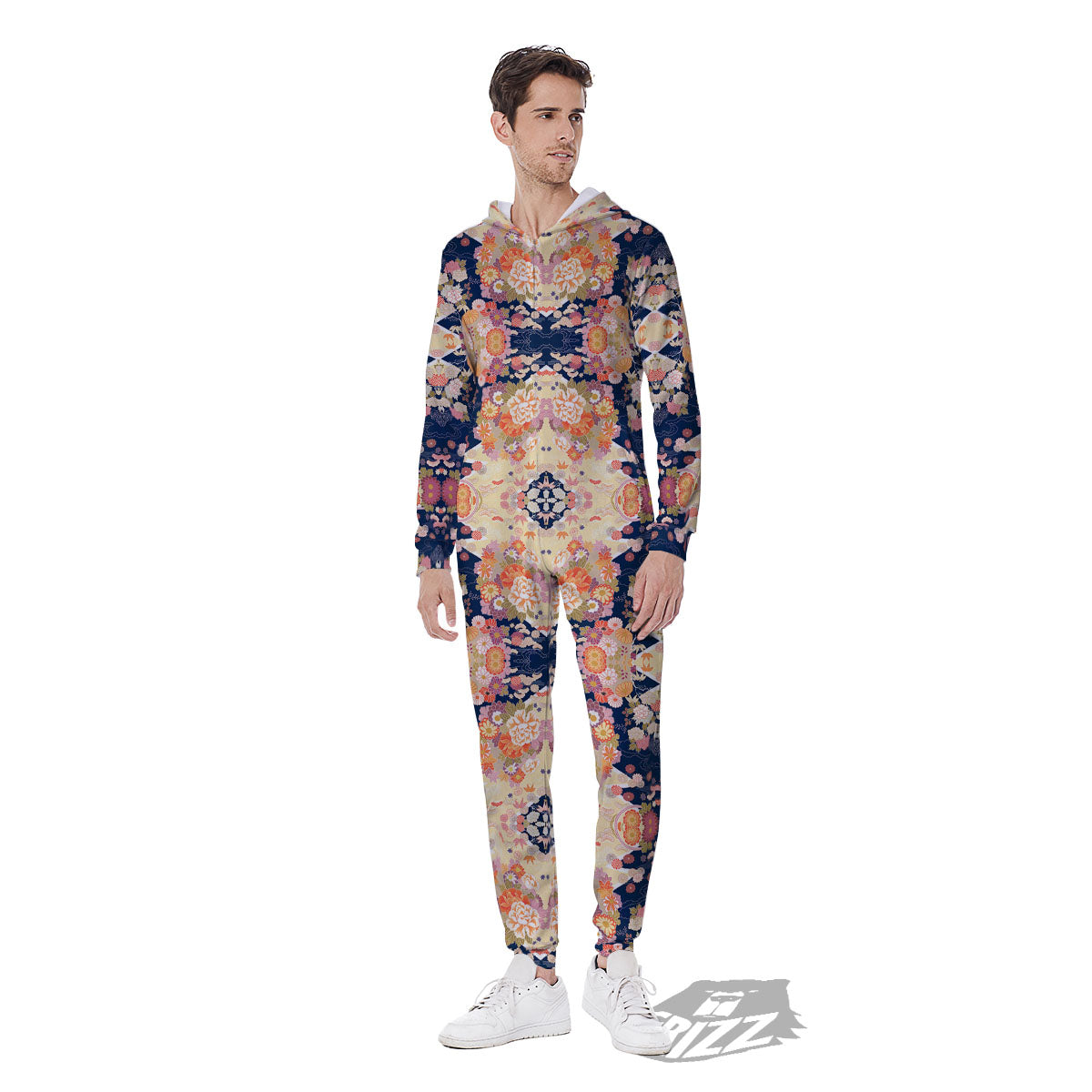 Kimono Japanese Print Pattern Men's Jumpsuit-grizzshop