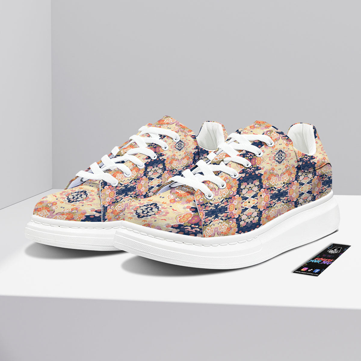 Kimono Japanese Print Pattern Platform Shoes-grizzshop