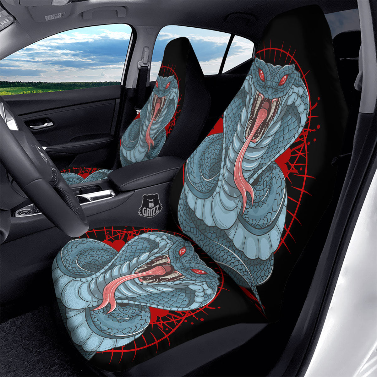 King Cobra Body Blue Print Car Seat Covers-grizzshop