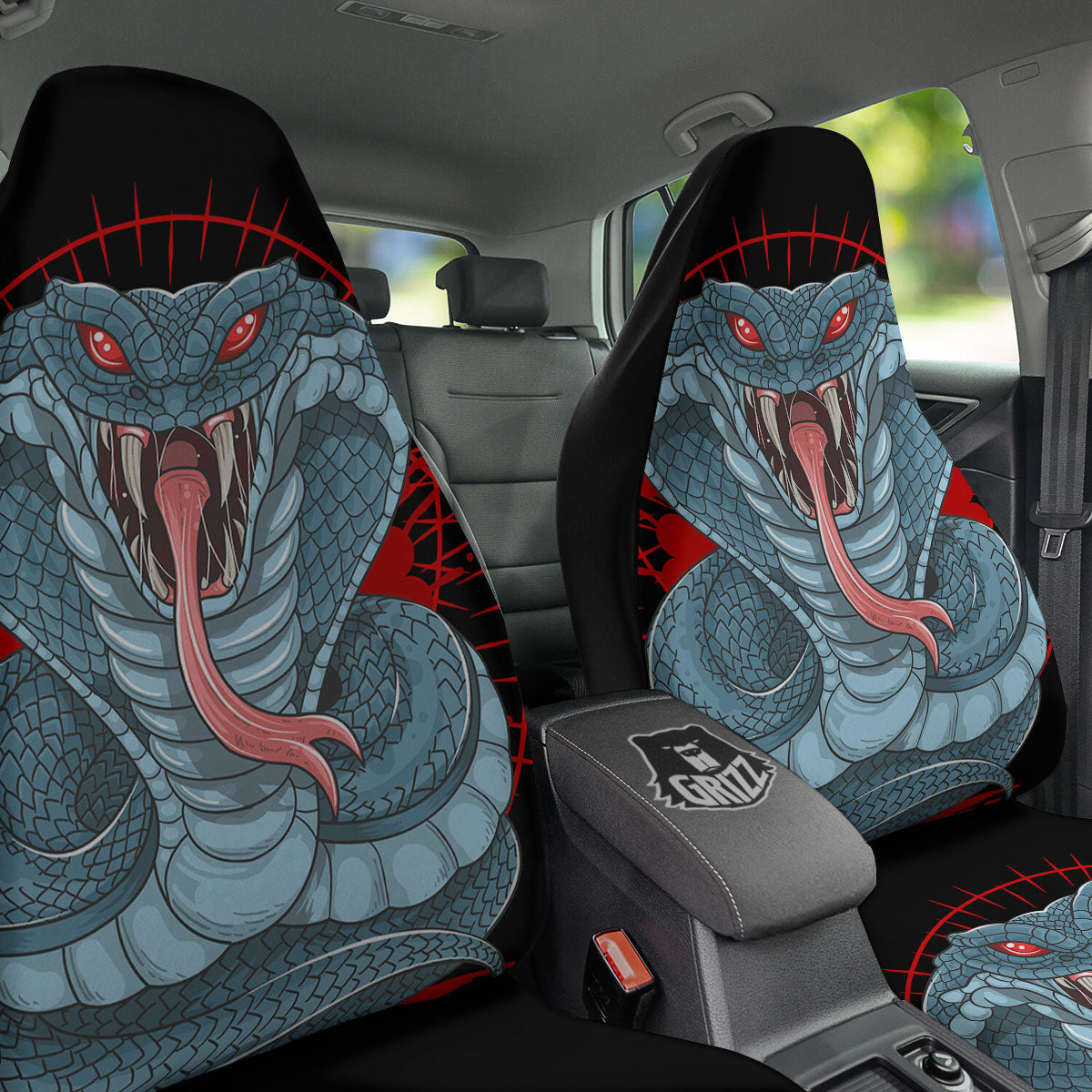 King Cobra Body Blue Print Car Seat Covers-grizzshop