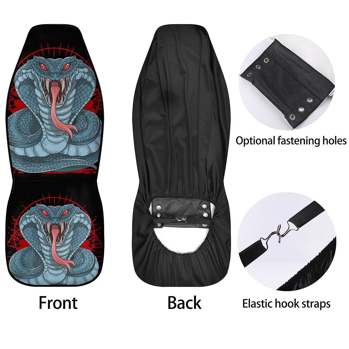 King Cobra Body Blue Print Car Seat Covers-grizzshop