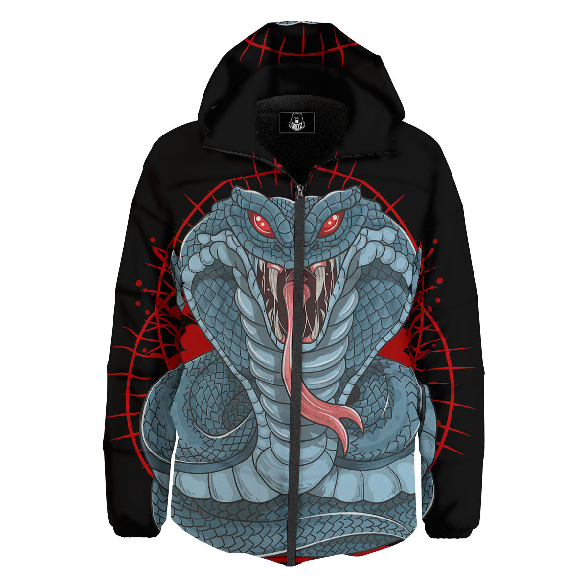 King Cobra Body Blue Print Down Jacket-grizzshop