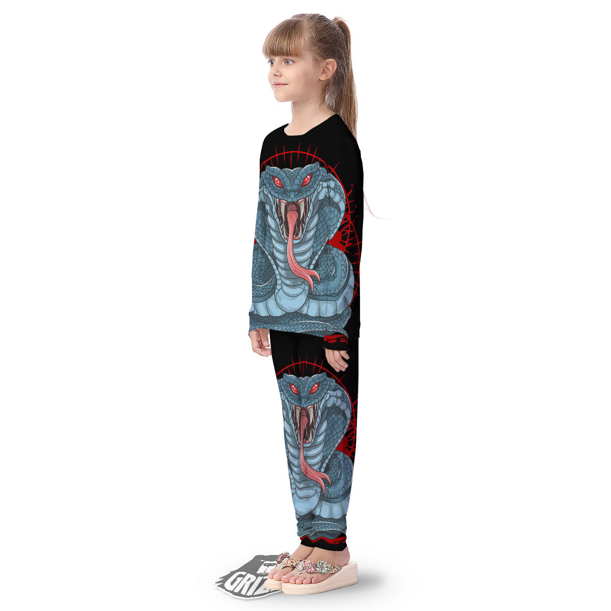 King Cobra Body Blue Print Kid's Pajamas-grizzshop