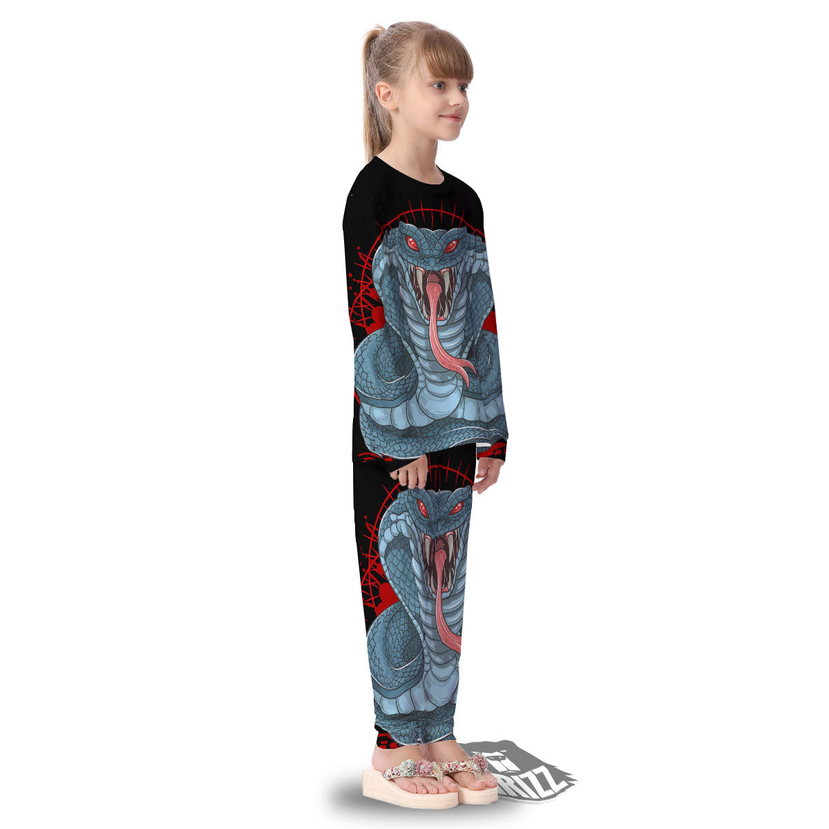 King Cobra Body Blue Print Kid's Pajamas-grizzshop