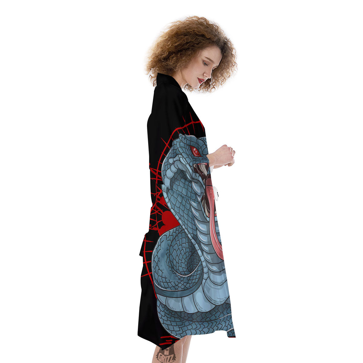 King Cobra Body Blue Print Kimono-grizzshop