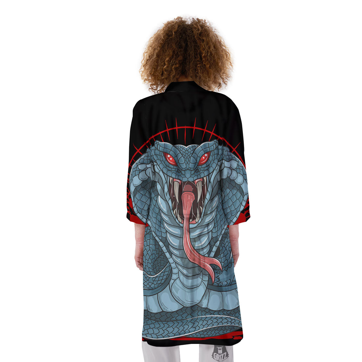 King Cobra Body Blue Print Kimono-grizzshop