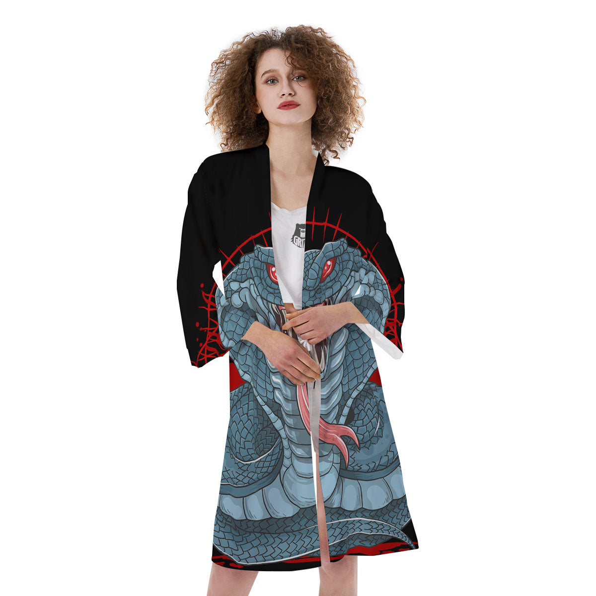 King Cobra Body Blue Print Kimono-grizzshop