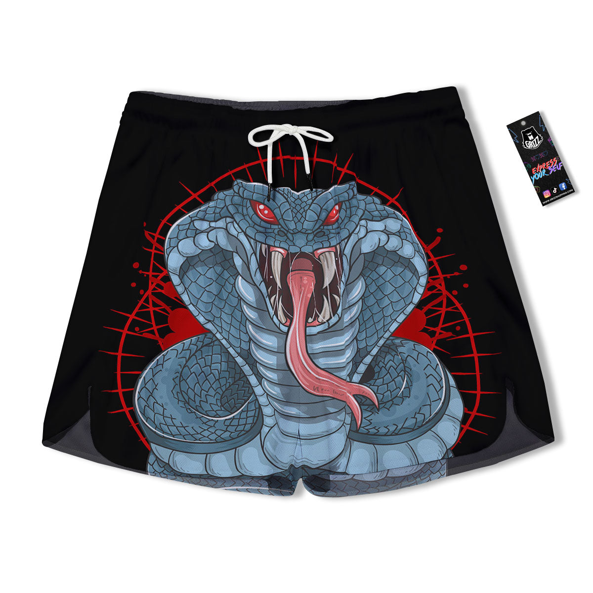 King Cobra Body Blue Print Men's Running Shorts-grizzshop