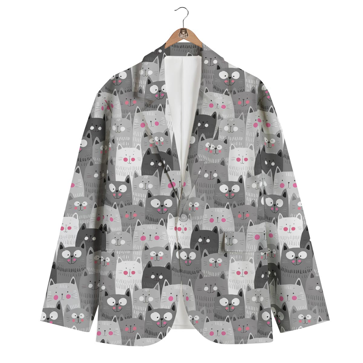 Kitten Cat Pattern Print Men's Blazer-grizzshop