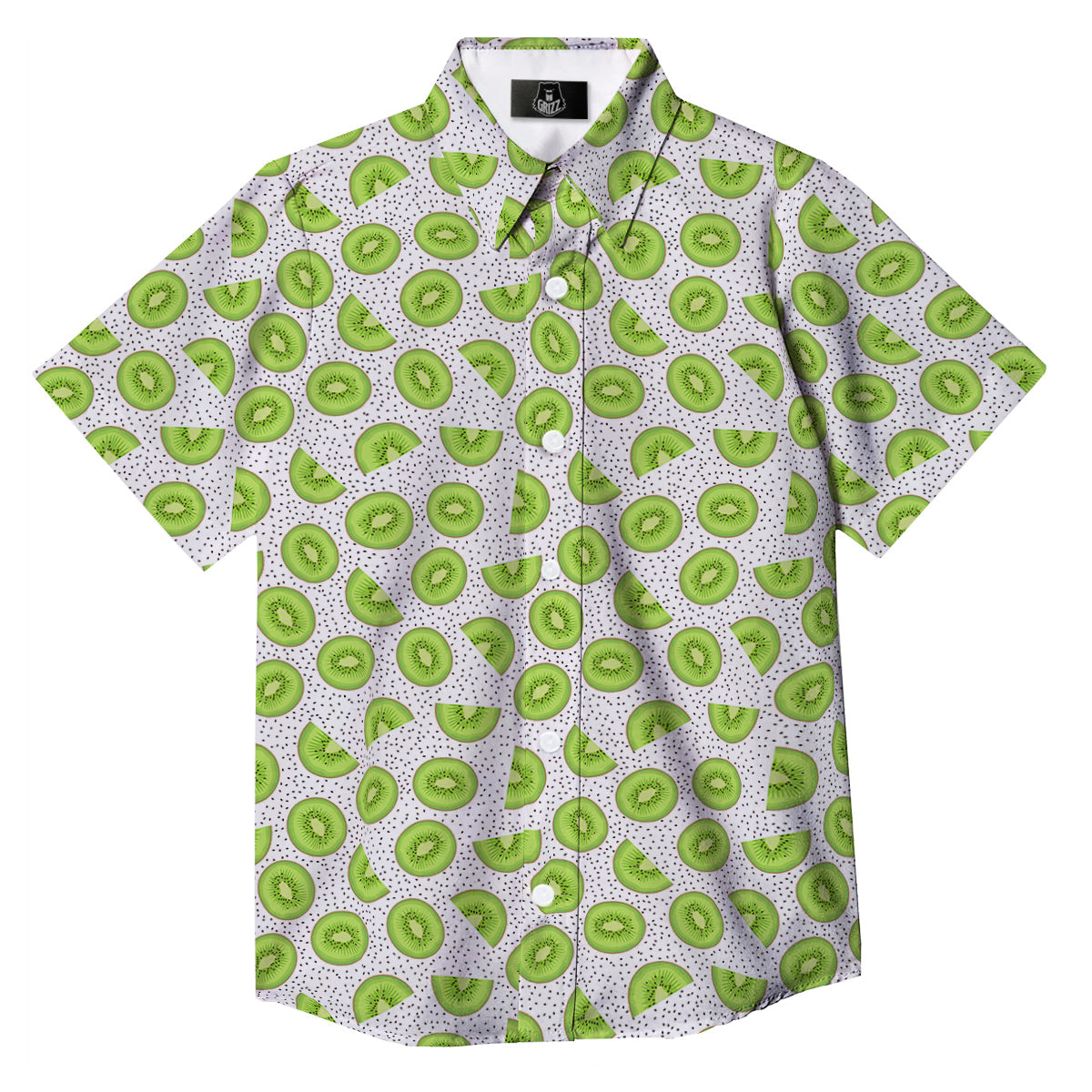 Kiwi Cute Print Pattern Button Up Shirt-grizzshop