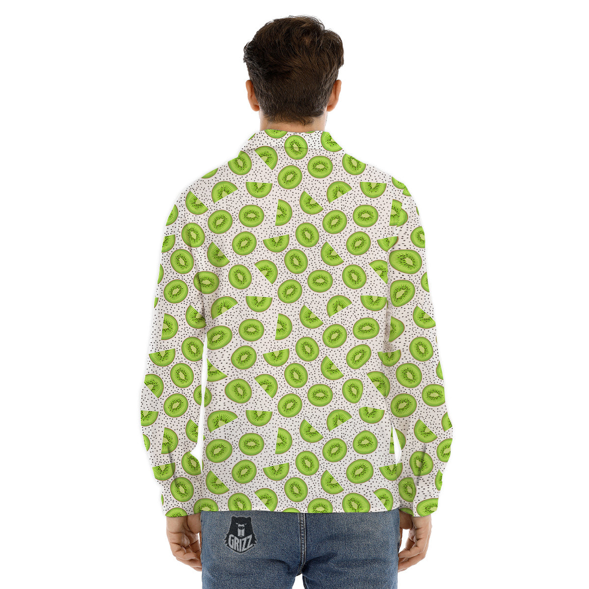 Kiwi Cute Print Pattern Men's Dress Shirts-grizzshop