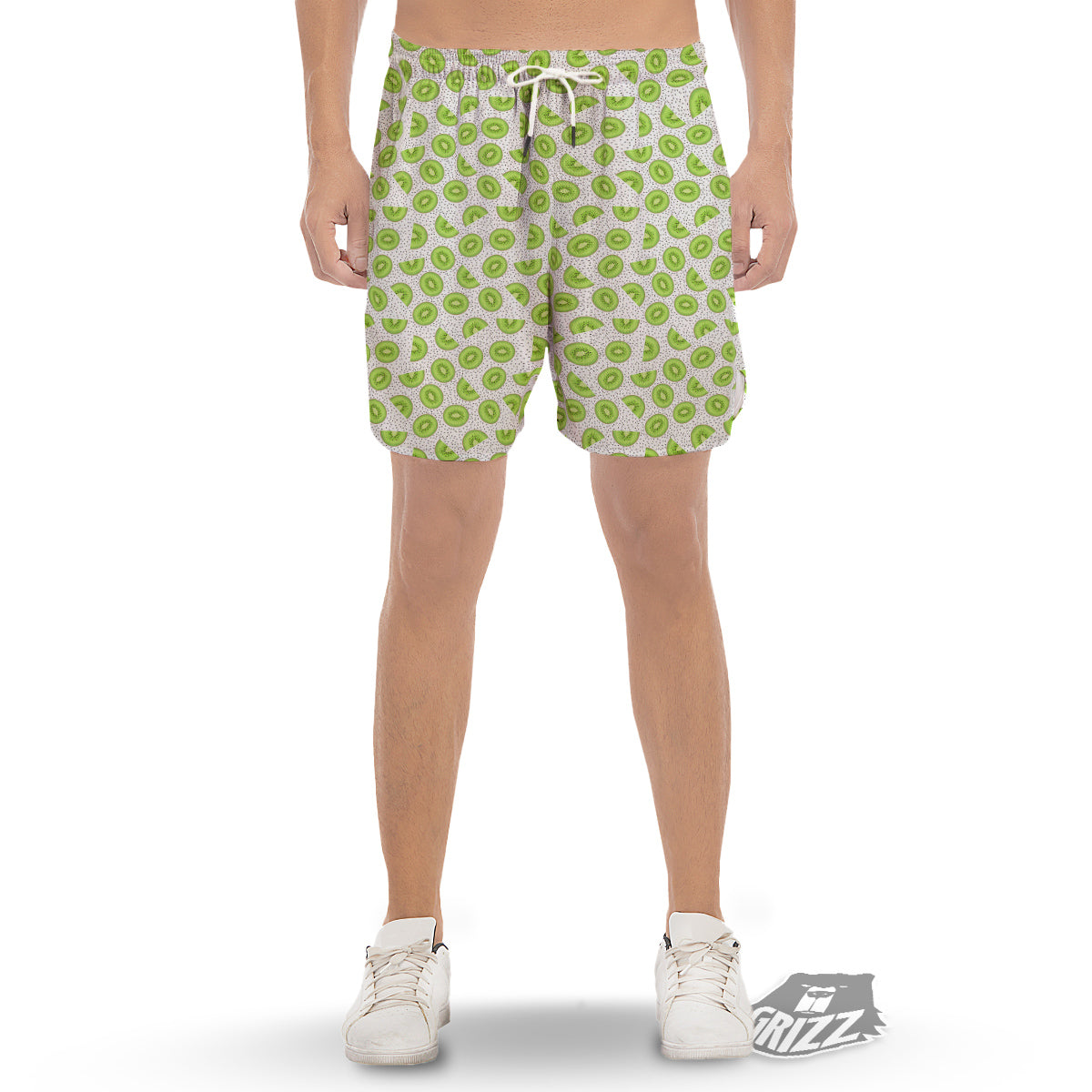 Kiwi Cute Print Pattern Men's Gym Shorts-grizzshop