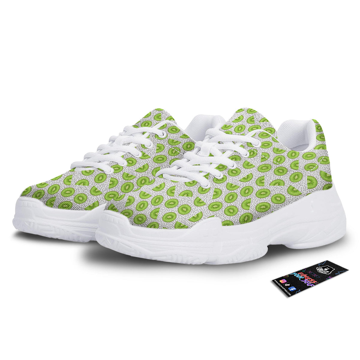 Kiwi Cute Print Pattern White Chunky Shoes-grizzshop