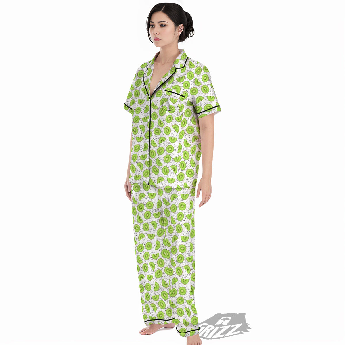 Kiwi Cute Print Pattern Women's Pajamas Set-grizzshop