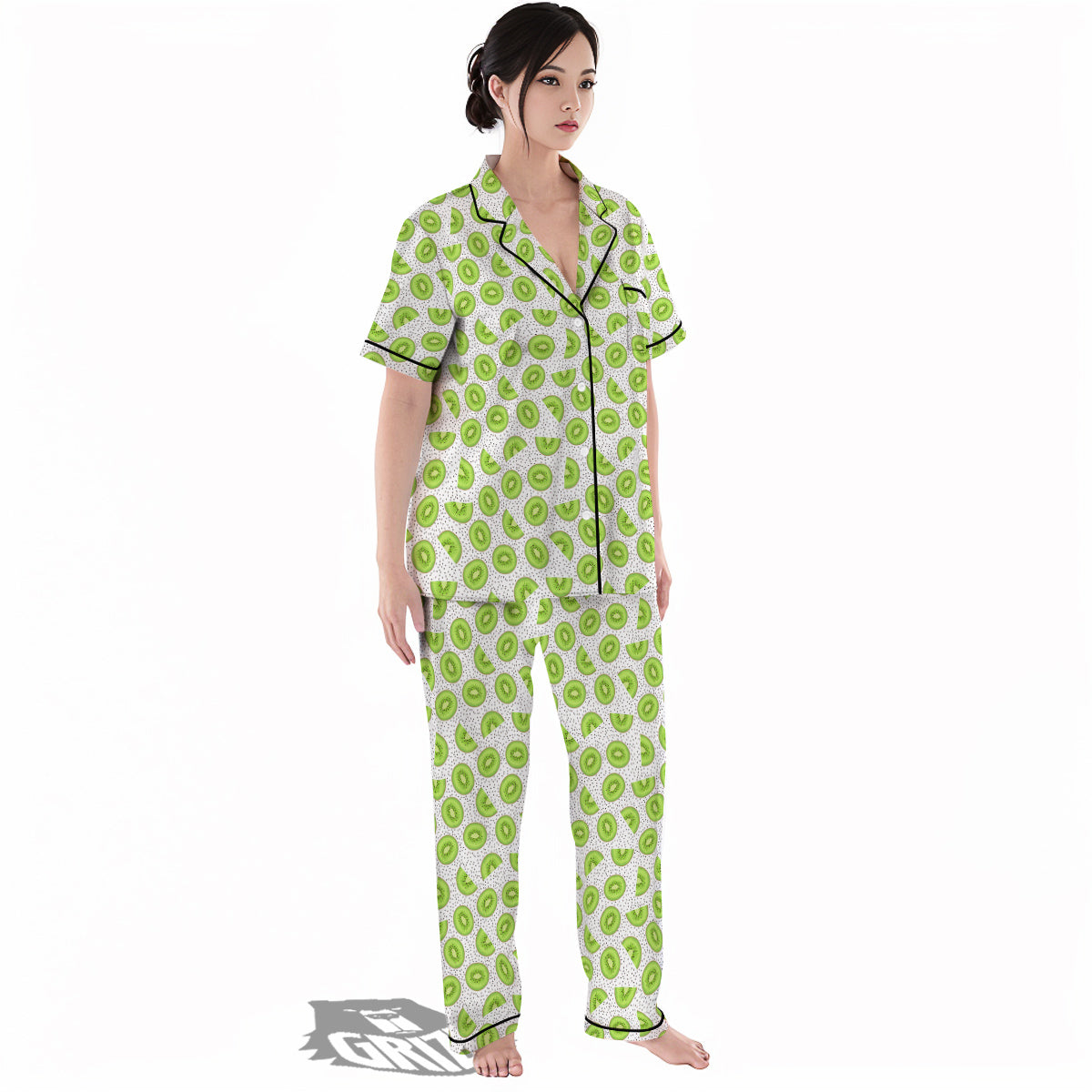 Kiwi Cute Print Pattern Women's Pajamas Set-grizzshop
