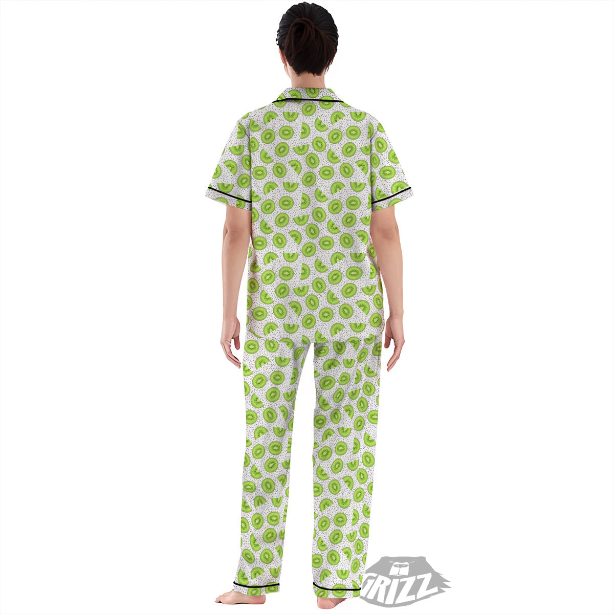 Kiwi Cute Print Pattern Women's Pajamas Set-grizzshop
