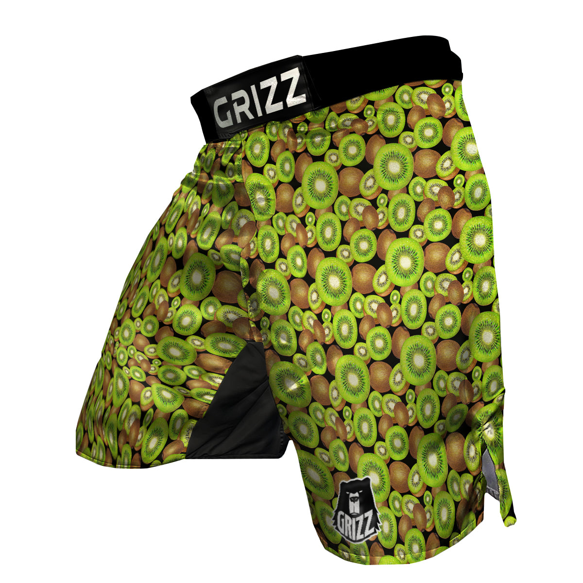 Kiwi Watercolor Green Brown Print Pattern MMA Shorts-grizzshop