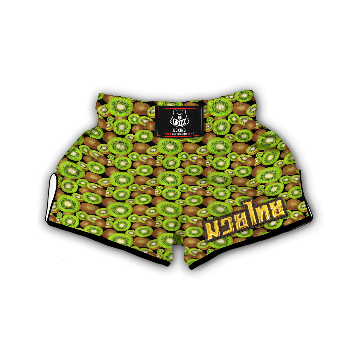 Kiwi Watercolor Green Brown Print Pattern Muay Thai Boxing Shorts-grizzshop